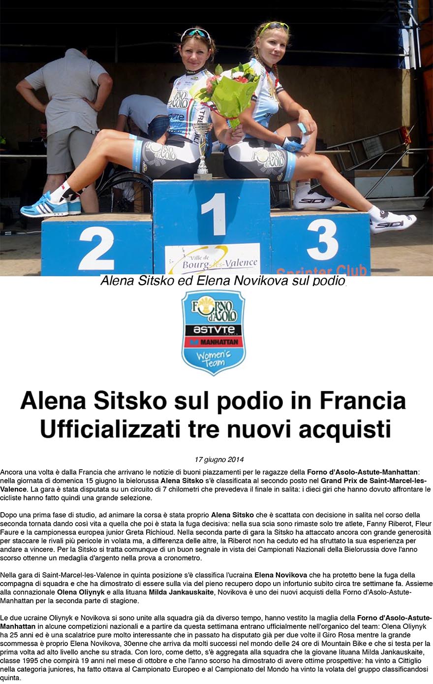 Alena Sitsko sul podio in Francia